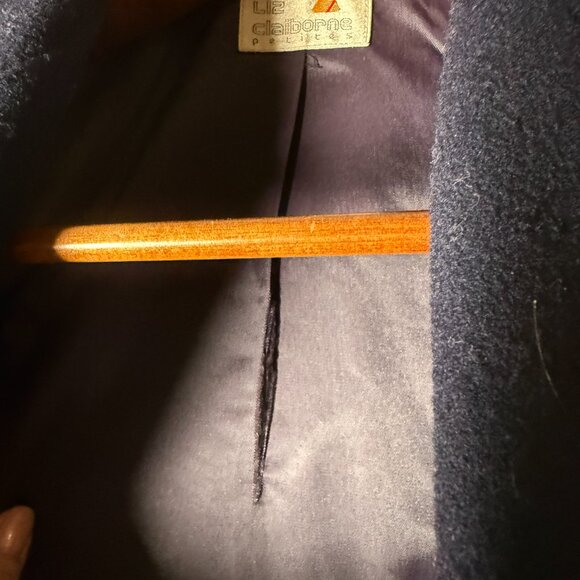 Liz Claiborne Vintage Navy Double Breasted Blazer Wool & Cashmere Sz Petite 4 - Picture 9 of 10